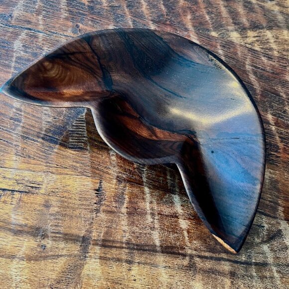 Mid Century Hawaiian Monkey Pod Pedestal Bowl - Picture 5 of 7